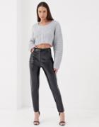 4th & Reckless High Waisted Vinyl Pants In Black
