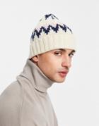 Asos Design Fisherman Beanie In Fairisle Design-neutral