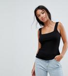 Asos Petite Tank With Square Neck-black