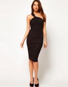 Asos Mesh Midi Dress With Off Shoulder Detail - Black