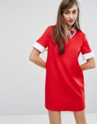 E.f.l.a Contrast Collar Dress - Red