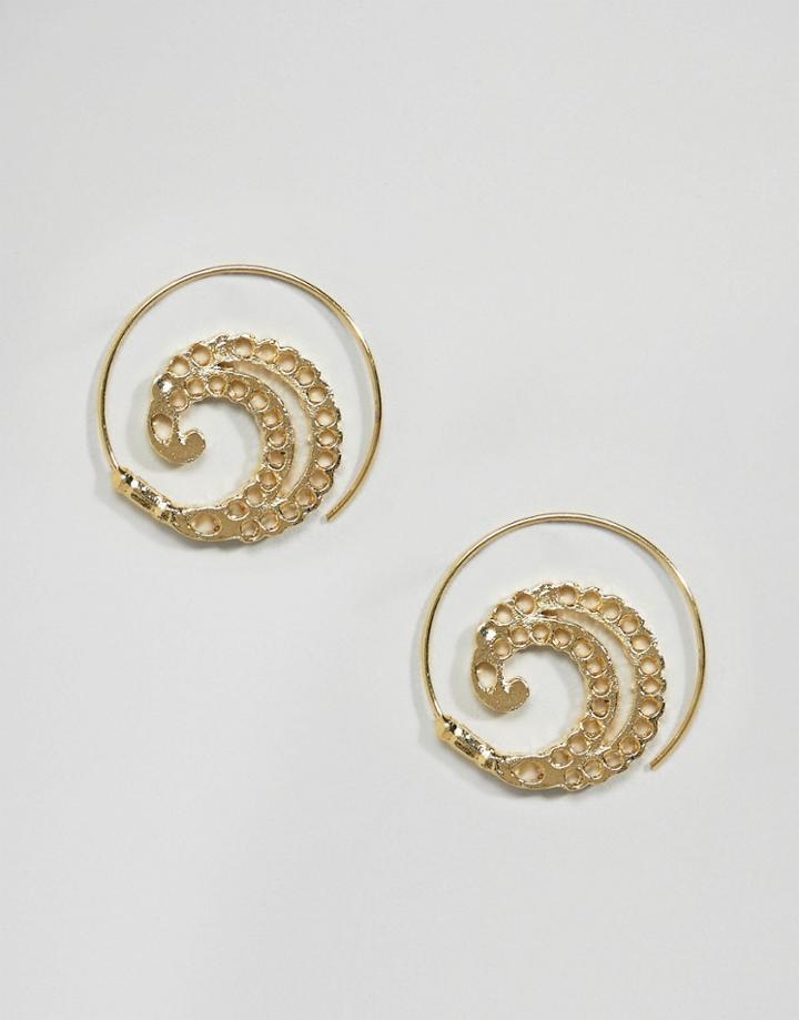 Asos Design Filigree Pull Through Earrings - Gold