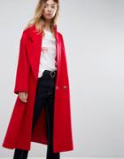 Asos Coat With Extreme Collar - Red
