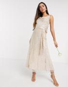 Amelia Rose Bridesmaid Embellished Cami Midi Dress In Rose Gold