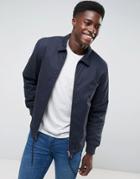 Threadbare Padded Coach Jacket With Check Inner - Navy