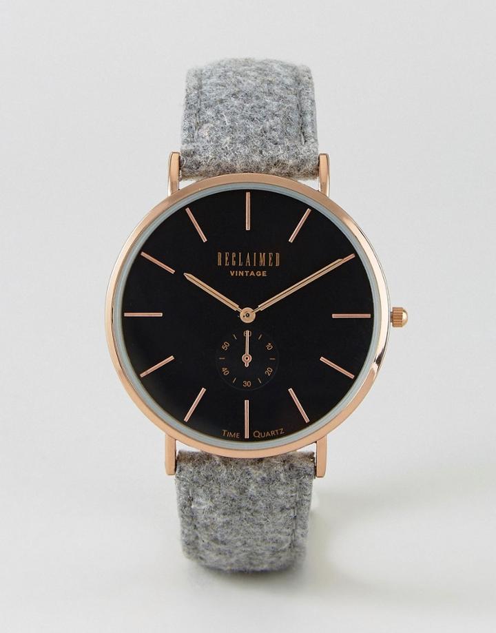 Reclaimed Vintage Inspired Sub-dial Wool Watch In Gray Exclusive To Asos - Gray