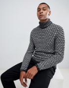 Only & Sons Chunky Knitted Roll Neck Sweater - Gray
