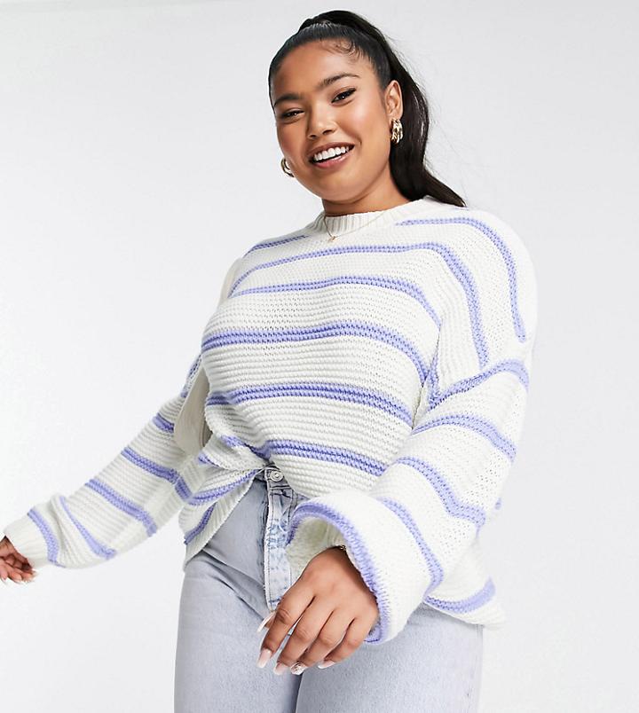 In The Style Plus X Billie Faiers Stripe Sweater In Blue Multi