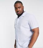French Connection Plus Short Sleeve Revere Collar Shirt In Blue