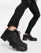 Public Desire Blast Lace Up Shoes With Quilted Upper In Black