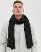 French Connection Cable Knit Scarf-gray