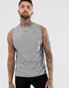 Asos Design Relaxed Sleeveless T-shirt With Dropped Armhole In Metallic Silver - Silver
