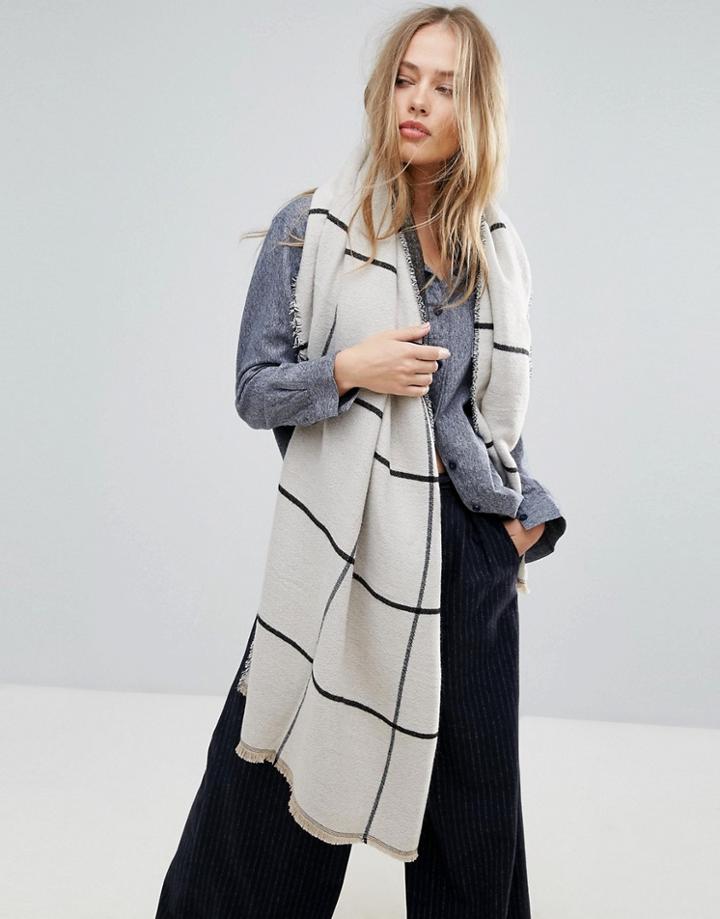 Yumi Two Tone Window Pane Scarf - Multi