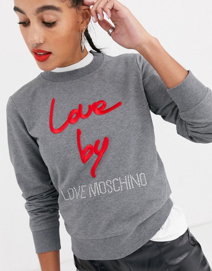 Love Moschino Love By Logo Sweatshirt-gray