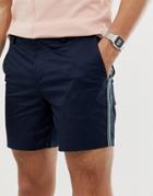 River Island Chino Shorts With Side Stripe In Navy