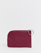 French Connection Oakley Leather Ladies' Wallet With Circle Zip Puller-red