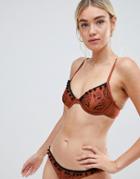 Asos Design Boho Paisley Embroidered Underwire Bikini Top - Orange