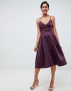 Asos Design Scuba Cami Prom Midi Dress-purple