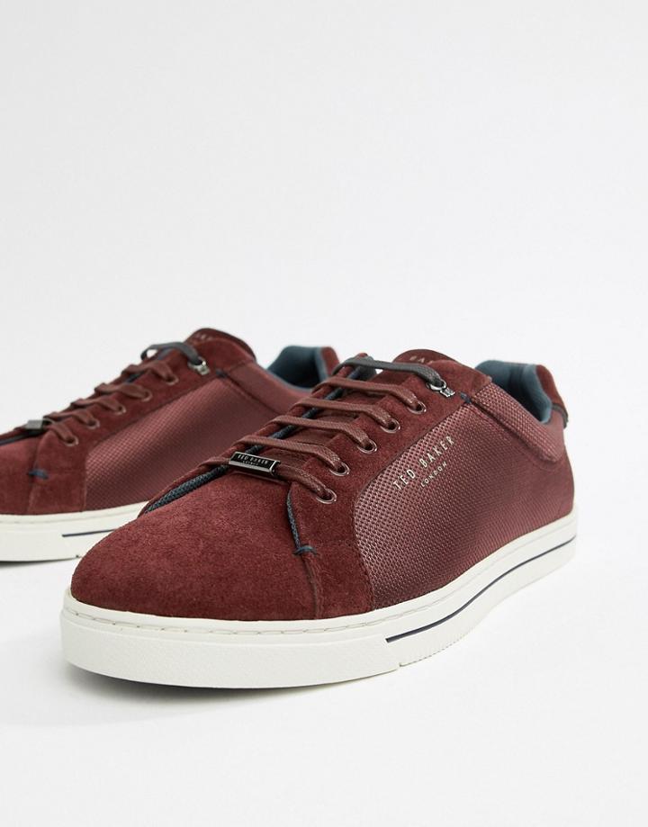 Ted Baker Eeril Sneakers In Burgundy Texture - Red