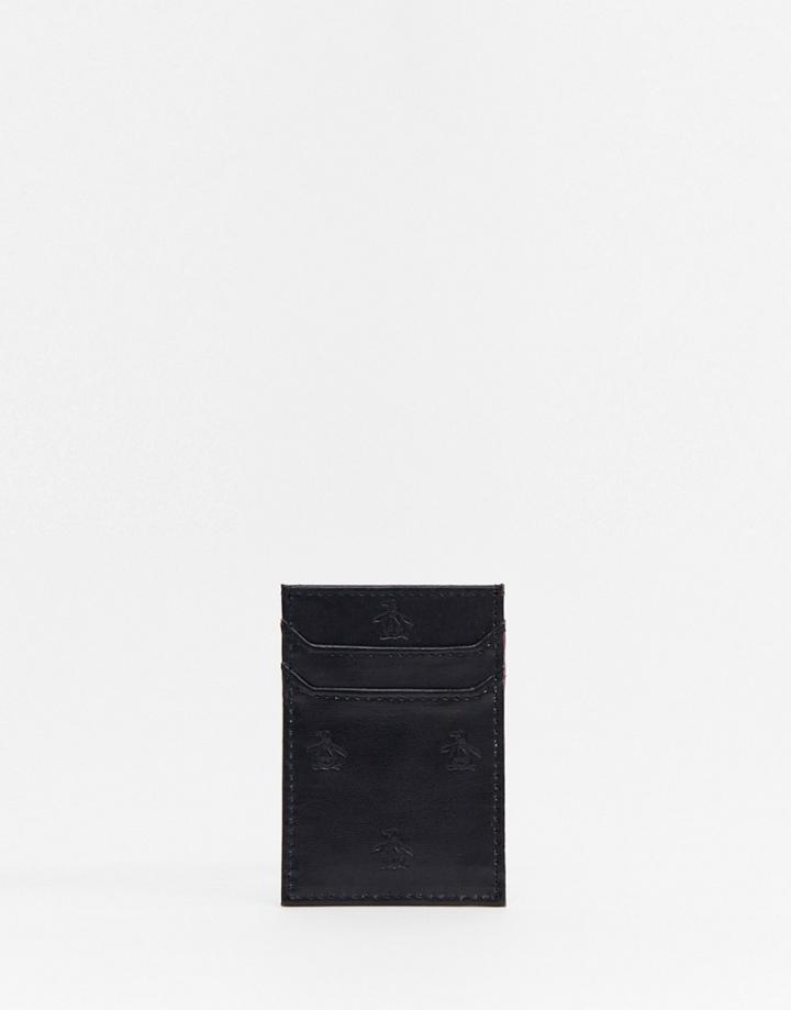 Original Penguin Pu Card Holder In Black - Black