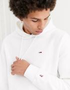Tommy Jeans Classic Overhead Hoodie In White With Icon Logo