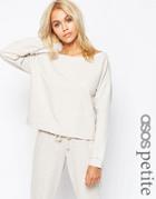 Asos Petite Lounge Oatmeal Marl Jersey Off The Shoulder Sweatshirt - Oatmeal Marl