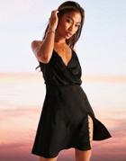 Asos Design Bias Cut Drape Cami Mini Dress With Button Detail In Black