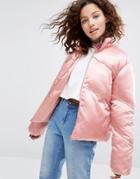 H! By Henry Holland Cropped Padded Jacket In Satin - Pink