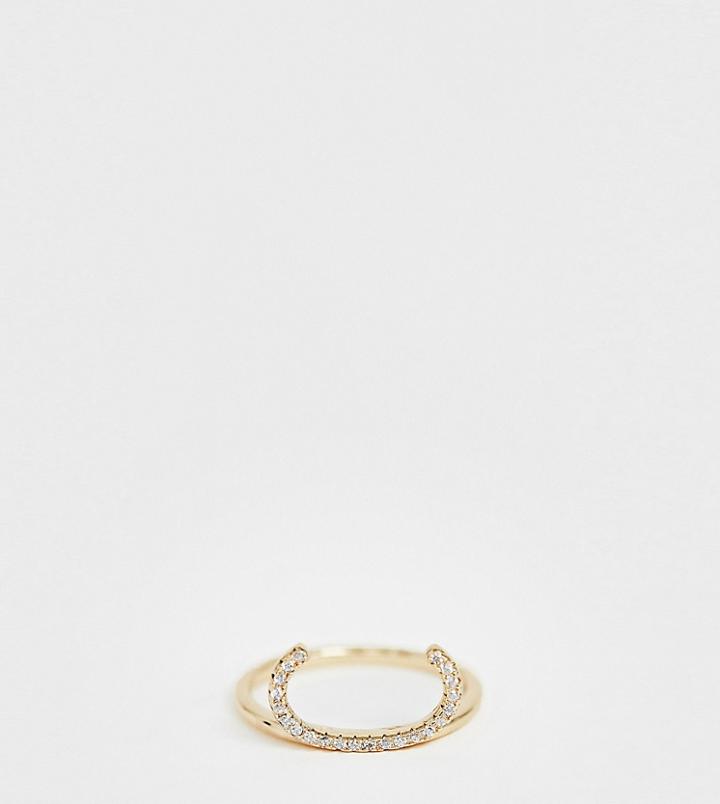 Galleria Armadoro Gold Plated Crystal Pave C Initial Ring - Gold