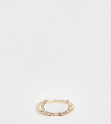 Galleria Armadoro Gold Plated Crystal Pave C Initial Ring - Gold