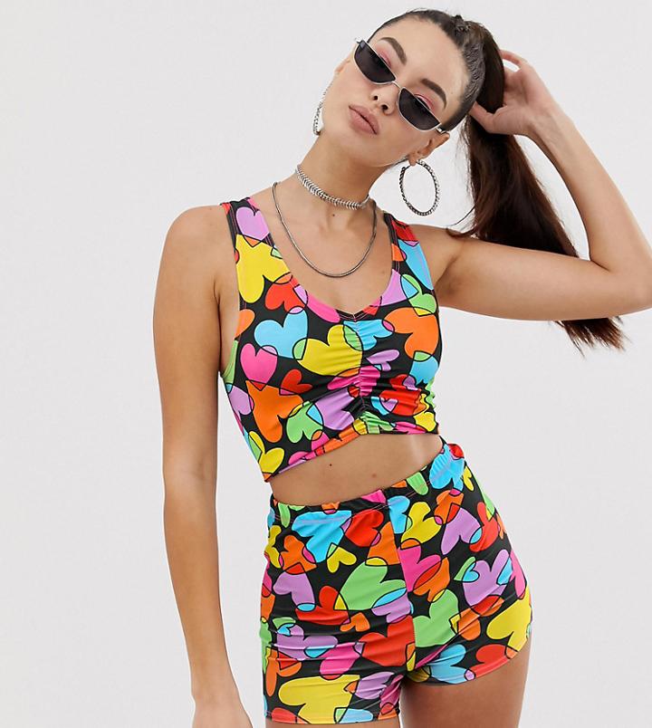 Jade Clark X Tara Khorzad Crop Top With Heart Print - Blue