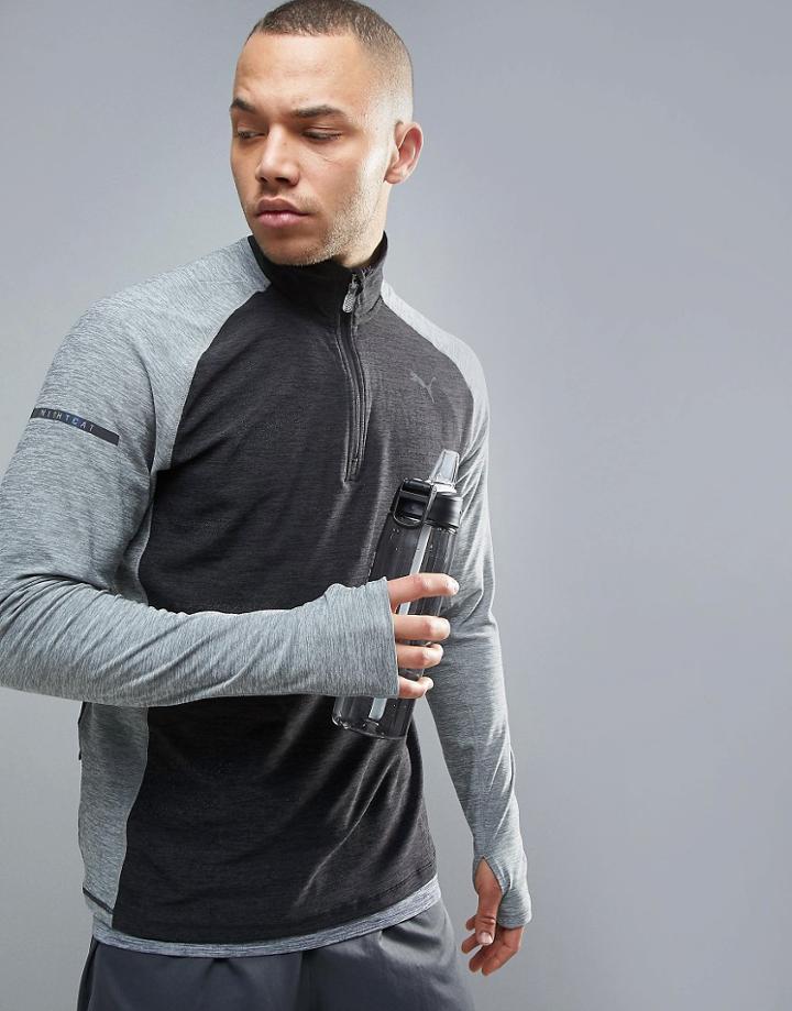 Puma Running Nightcat 1/4 Zip Sweat In Gray 51496302 - Gray