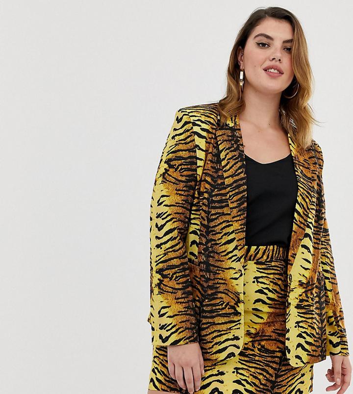 Unique21 Hero Tiger Print Blazer - Tan