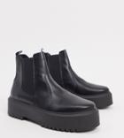 Asos Design Wide Fit Aberdeen Chunky Chelsea Boots In Black