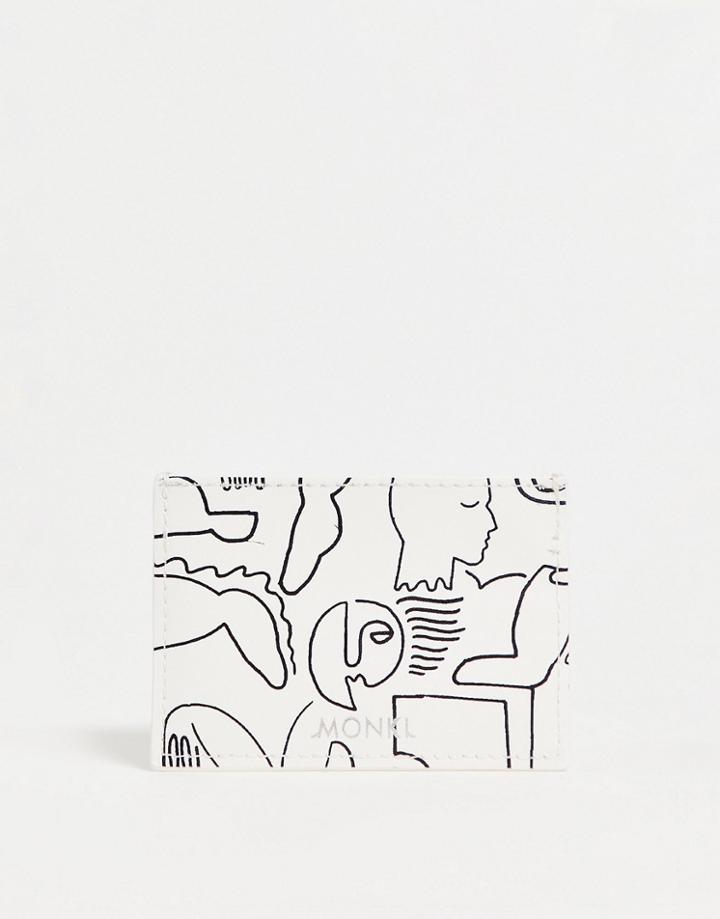 Monki Figure Line Print Card Holder In White