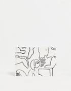 Monki Figure Line Print Card Holder In White