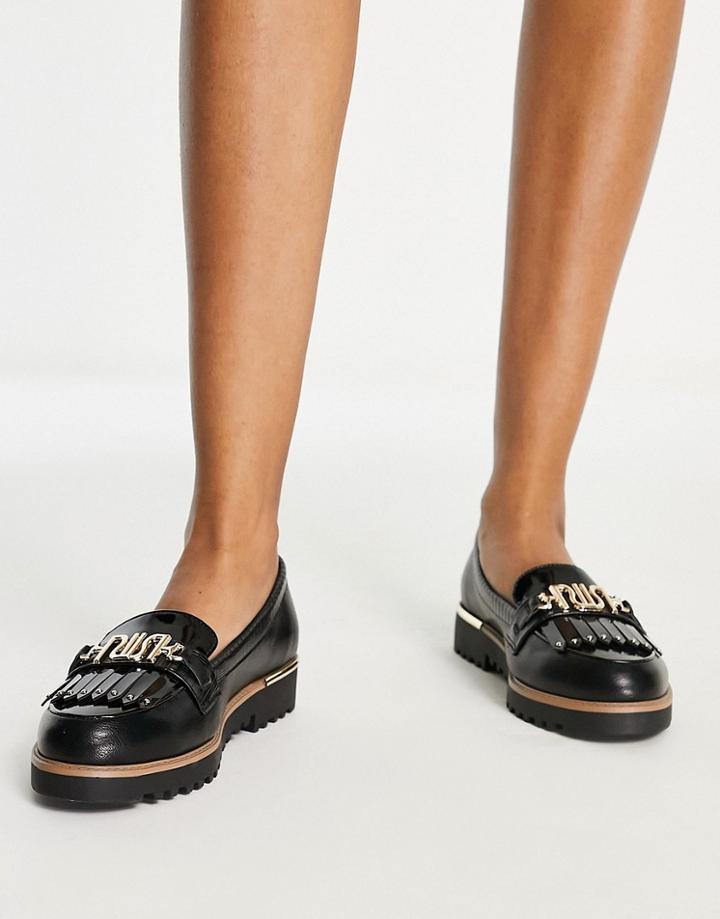 River Island Branded Loafer In Black