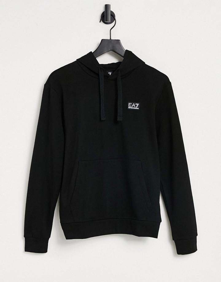 Armani Ea7 Rubberized Logo Overhead Hoodie In Black