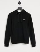 Armani Ea7 Rubberized Logo Overhead Hoodie In Black