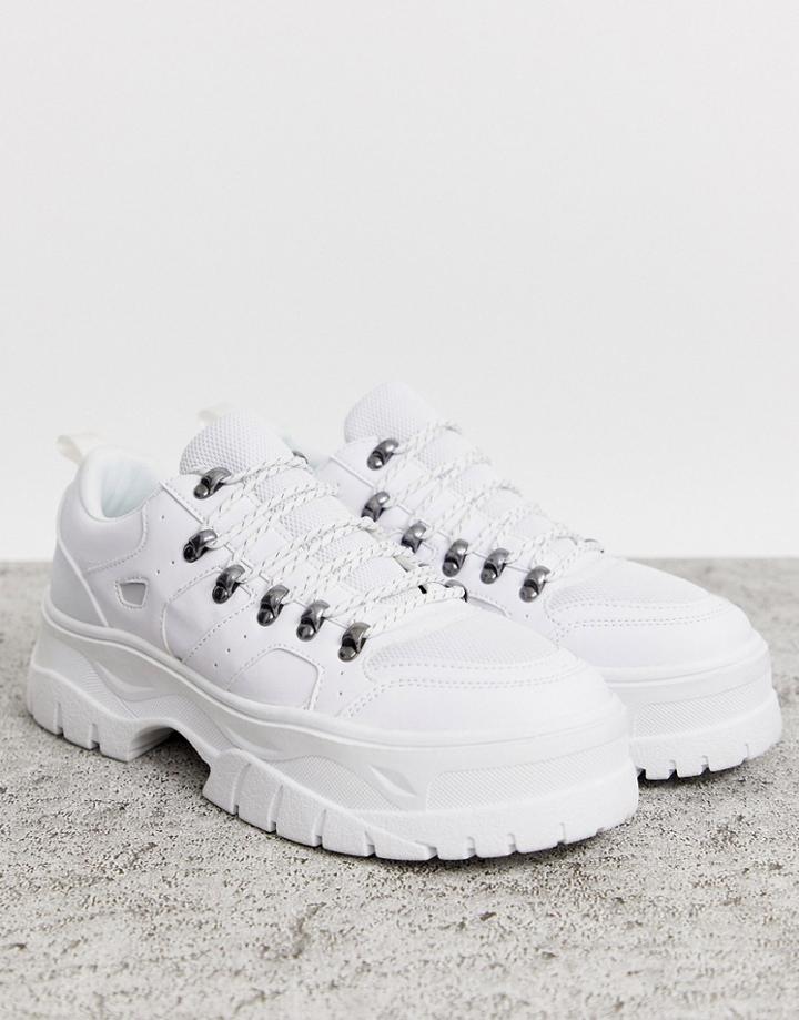 Asos Design Sneakers In White With Hiker Details And Chunky Sole
