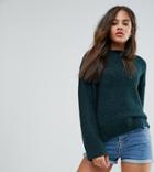 Asos Tall Sweater With Slash Neck In Boucle Yarn - Green