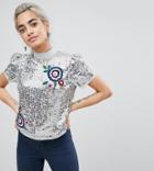 Asos Petite Sequin Top With Embroidery Detail - Silver