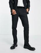 River Island Slim Tuxedo Pants In Black