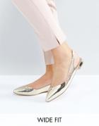 Faith Wide Fit Aaliyah Pointed Flat Shoes - Gold