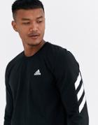 Adidas Performance Basketball 3 Stripe Long Sleeve Top In Black - Black