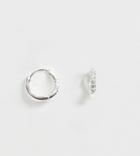 Asos Design Sterling Silver Hoop Earrings In Crystal - Silver
