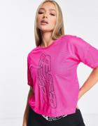New Balance Running Achiever Keyhole Back Graphic T-shirt In Pink