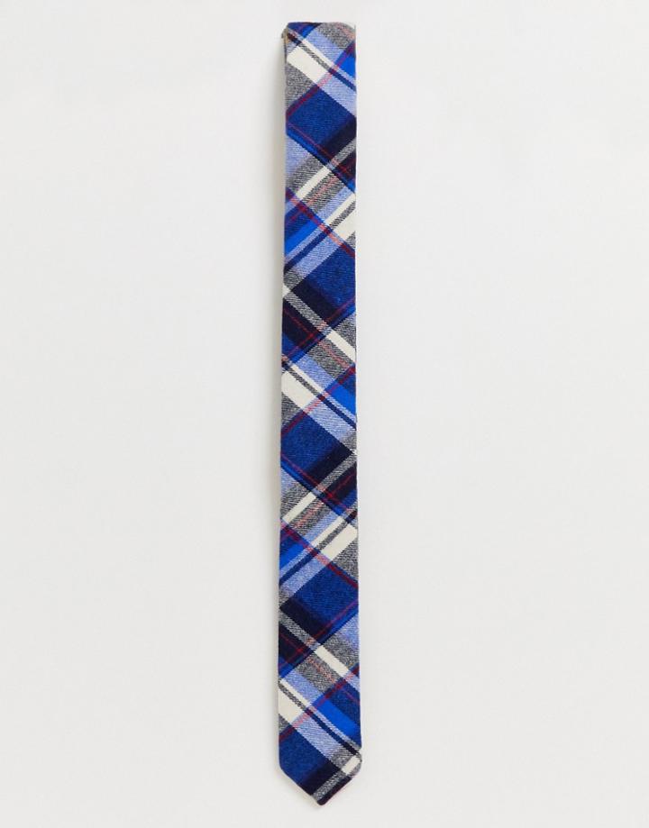 Asos Design Slim Textured Tie In Check - Multi