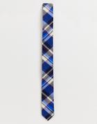 Asos Design Slim Textured Tie In Check - Multi
