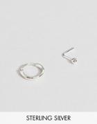 Asos Sterling Silver Nose Ring & Stud - Silver